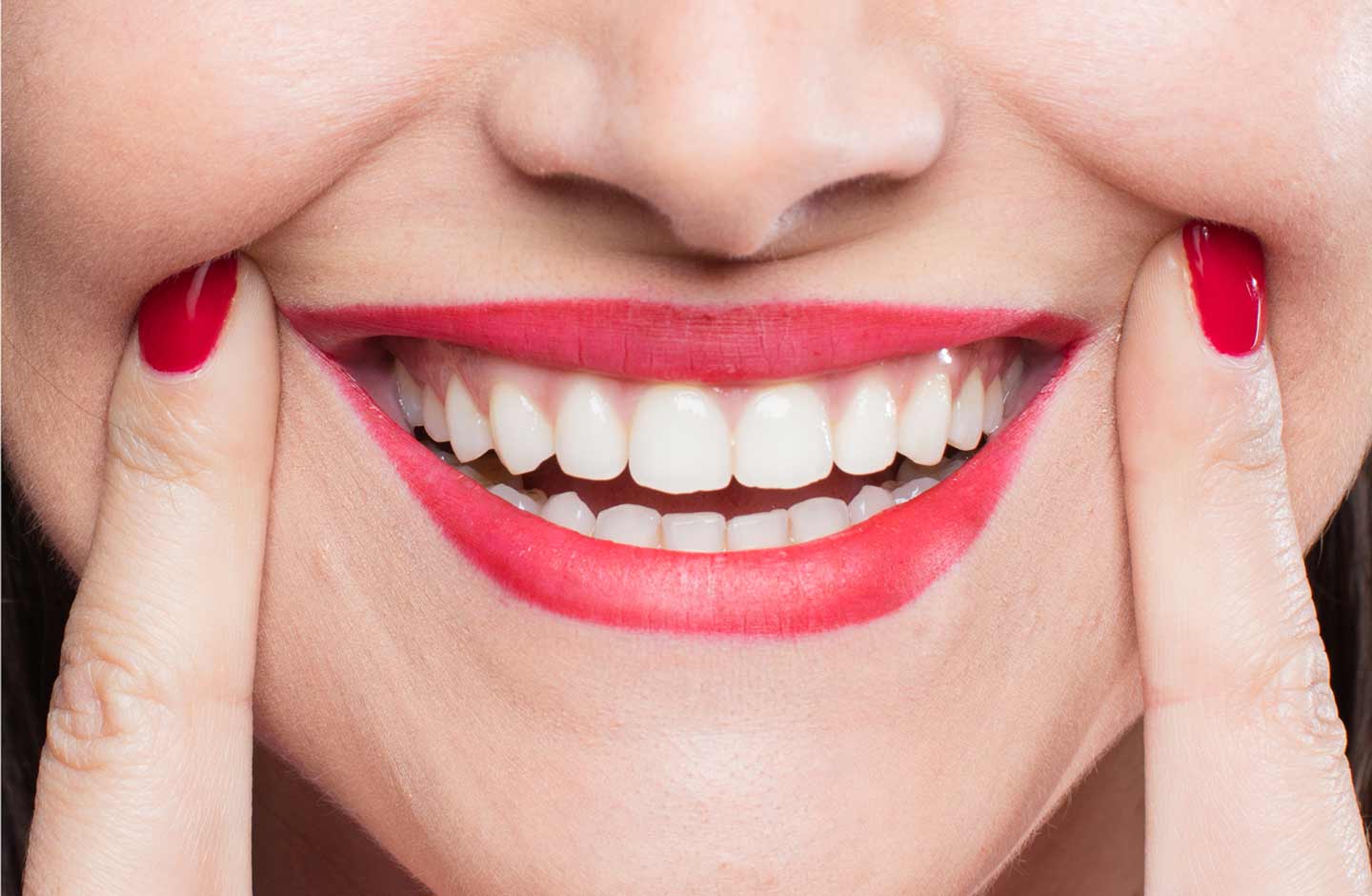 a close-up of a woman's smile